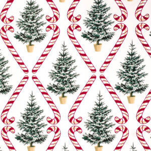 Inpakpapier Kerst Zuurstokken Kerstbomen