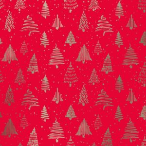 Inpakpapier Kerstbomen Goud Metallic