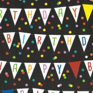 Inpakpapier Verjaardag vlaggenlijn zwart