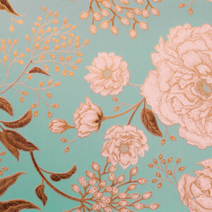 Inpakpapier Grote Bloemen Turquoise
