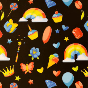 Inpakpapier Kinderen Regenboog Zwart